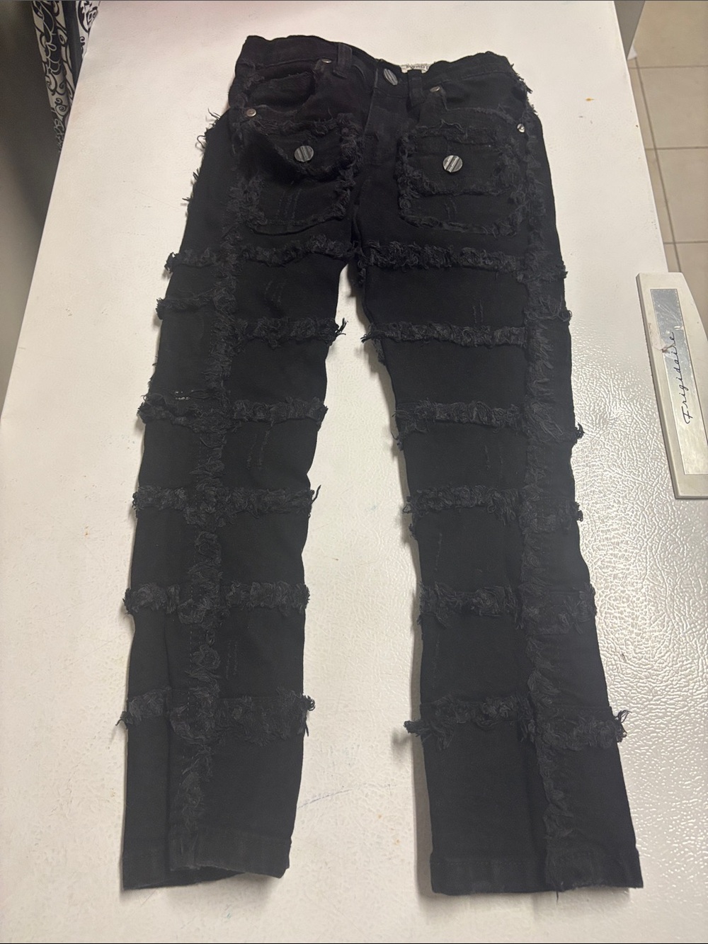 FWRD DENIM Black Skinny Jeans with Frayed Panel Detail